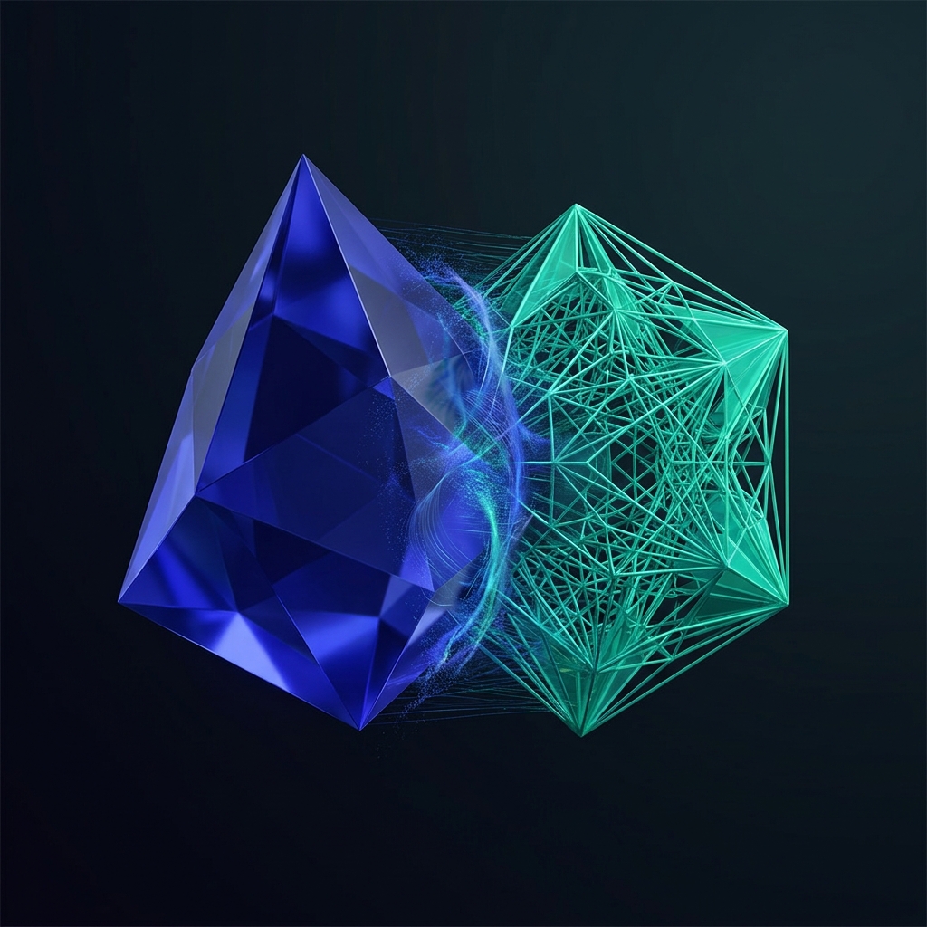 Claude Sonnet 5 vs GLM 5.2 — indigo-blue proprietary crystal colliding with teal MIT open-weight lattice, near-parity energy