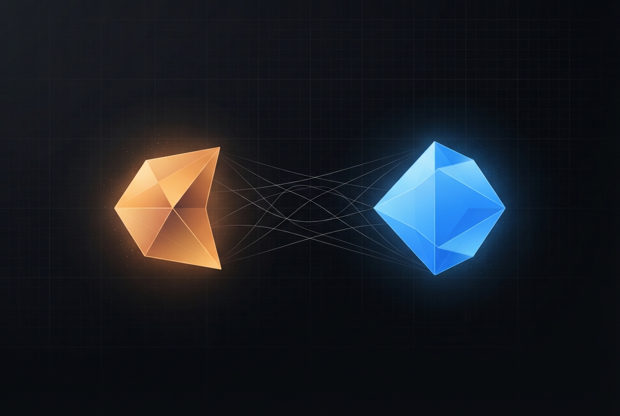 Grok 4.6 vs Gemini 3.7 Flash comparison illustration on dark background