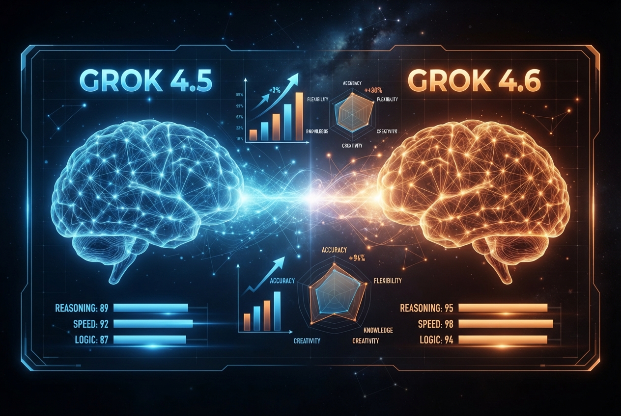 Grok 4.5 vs Grok 4.6 comparison hero illustration