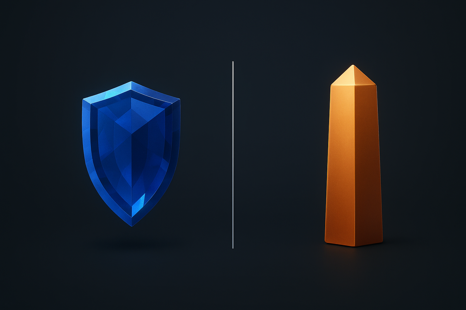 Hy3 vs Claude Sonnet 5 — indigo-blue open-weight shield vs amber-gold proprietary obelisk, efficiency vs premium