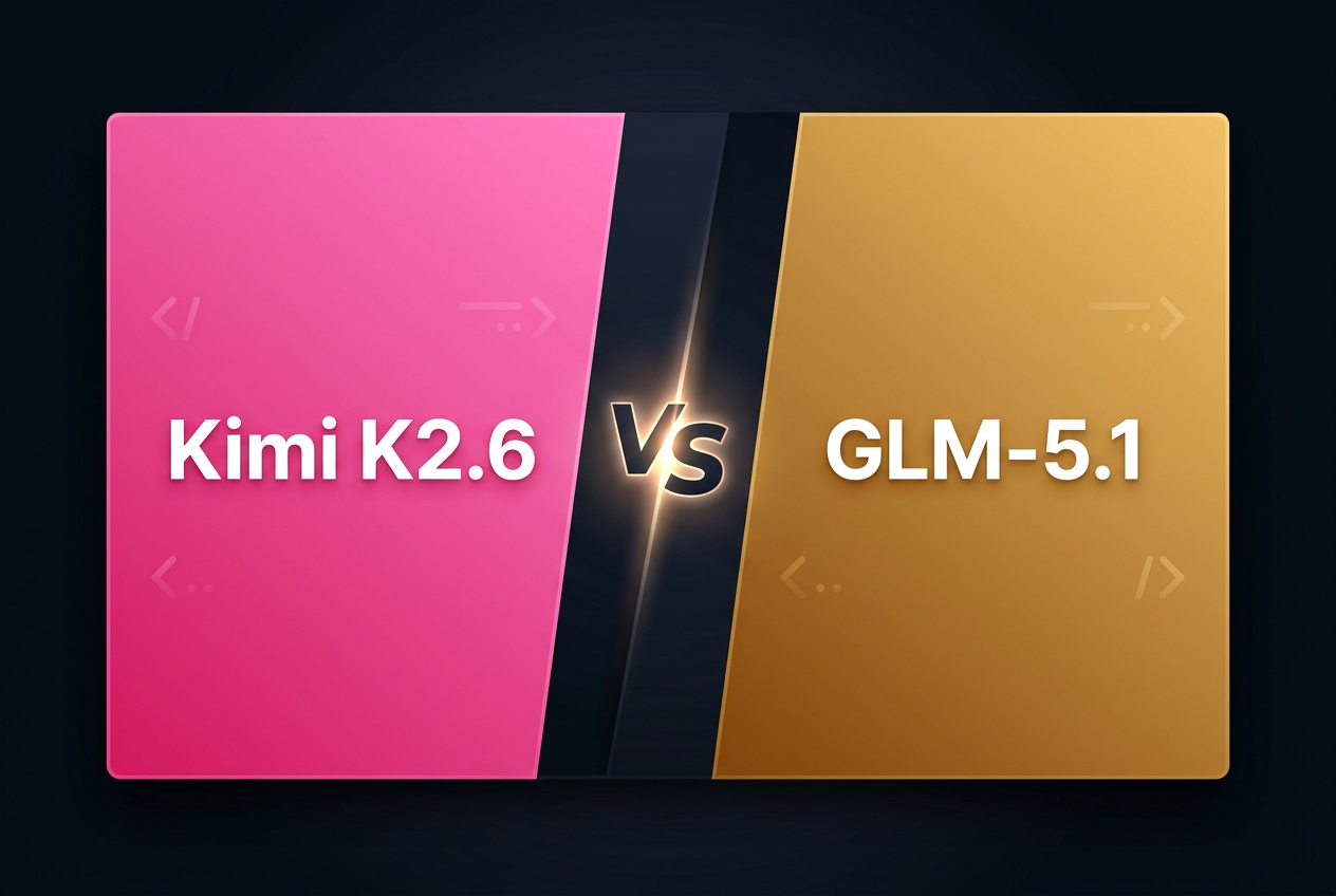 Kimi K2.6 vs GLM-5.1 comparison - pink vs amber open-weight coding models